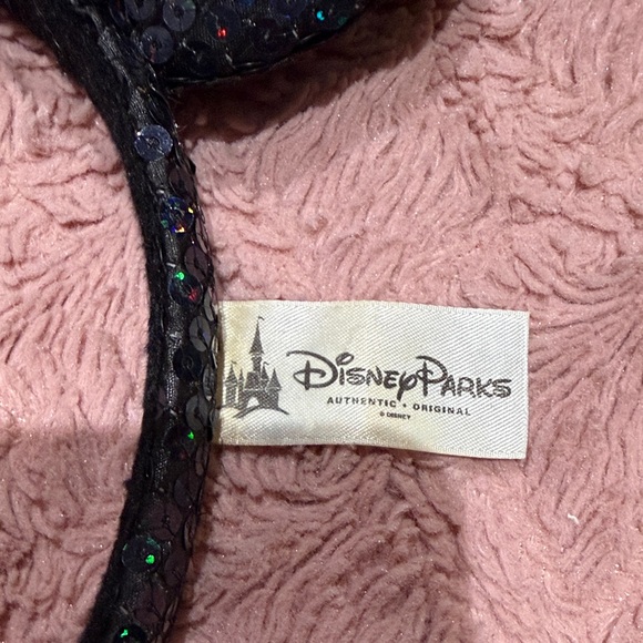 Disney Black Sequin Minnie Mouse Ears with Blue Bow - Picture 2 of 2